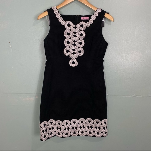 Lilly‎ Pulitzer Adelson Dress Silver Black Sz 4 - Picture 1 of 9